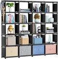 Mavivegue Book Shelf, 20 Cube Storage Organizer, DIY Bookcase, Metal Cube Bookshelf,Tall Book case for Bedroom, Living Room,Office,Closet Storage Organizer, Black Cubicle Storage Rack