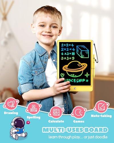 ORSEN LCD Writing Tablet 10 inch, Colorful Doodle Board Drawing Pad for Kids, Toddler Toys for Ages 2-4 5-7 Girls Boys Gifts (Yellow)