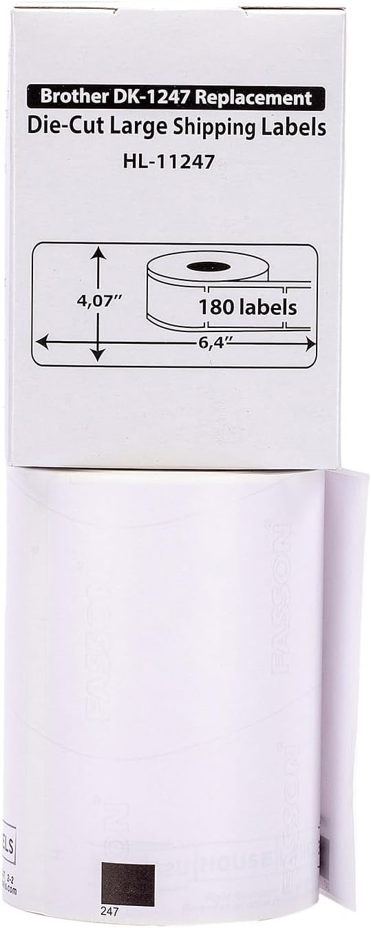 HOUSELABELS Compatible with DK-1247 Replacement Roll for Brother QL Label Printers; 180 Large Shipping Labels; 4.07" x 6.4" (103mm*163mm) - 16 Rolls