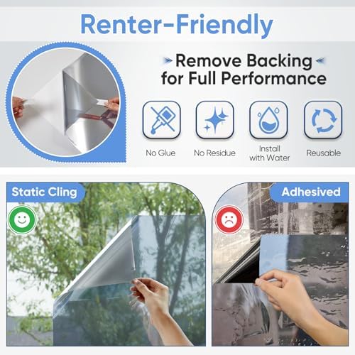 SUNBABY Window Privacy Film, One Way Mirror & Heat Blocking, 35.4"x157.5"