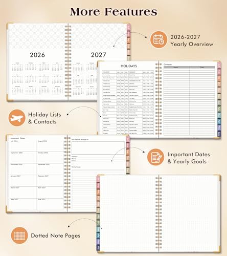 Academic Planner 2026-2027, Hardcover Weekly and Monthly Calendar Planner from July 2026 - June 2027, 6.1" x 8.2" A5 Daily Agenda with Tabs, College School Organizer for Student Teacher, Butterfly Bouquet