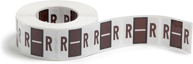 Smead BCCR Bar-Style Color-Coded Alphabetic Label, R, Label Roll, Brown, 500 Labels per Roll, (67088)