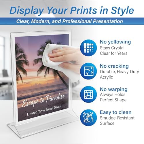 Azar Displays 142430-3PK Top Load Sign Holder 8.5x11 – Clear Flexible Plastic Display Stand for Menus, Signs – Vertical Tabletop Frame, Pack of 3