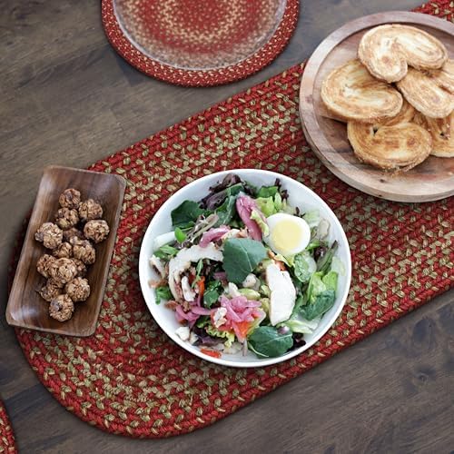Homespice Apple Pie Jute Braided Table Runner, Oval 8x28 Set of 2