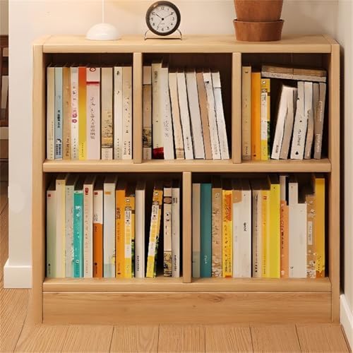 Lumber Organizer Shelf 3/4 Shelves, Lateral Filing or Vertical, Closed Back Floor-Standing Bookshelf Rack Bookcase Cabinet Tiered Shelf Grid Storage Unit Natural 31.5" L x 9.4" W x 31.5" H
