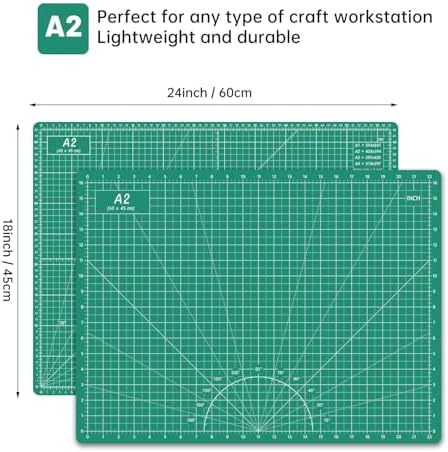 Headley Tools Thickened 18 x 24 Inch Self Healing Sewing Cutting Mat, A2 Rotary Cutting Sewing Mat for Crafts, Double Sided 5-Ply Table Cutting Board for Fabric Quilting Leather Hobby, (Green)