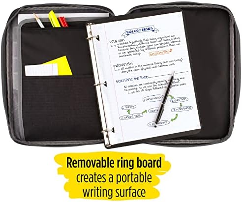 Five Star Zipper Binder, 1 Inch 3-Ring Binder with Round Rings, Carry-All with Pockets and 4-Tab Dividers, 375 Sheet Capacity, Black/Gray (29092IT8)