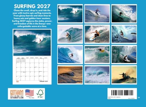 Surfing Calendar 2027 Surf Monthly Wall Calender 12 Month