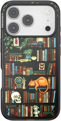 PopSockets iPhone 17 Pro Phone Case with MagSafe- Storied Shelves | Magnetic, Wireless Charging, Camera & Drop Protection, Bookish, Book, Reading