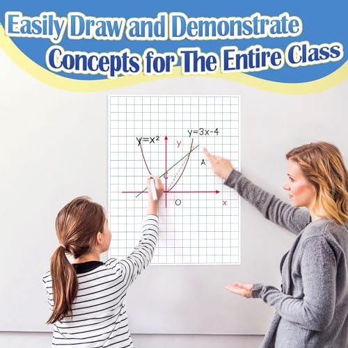 Aizweb Giant Magnetic Graph Paper,Dry Erase Grid Graphing for Classroom Whiteboard Accessories,Chart Paper Teacher Must Have Homeschool Teaching Supplies,Teacher Essential,21.5" x 16.5"