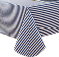 LIBERECOO 60" Square Vinyl Tablecloth with Flannel Backing, Blue Stripe Stain-Resistant Tablecloths Waterproof Oil-Proof Wipeable Table Cover for Indoor/Outdoor Picnic, BBQ