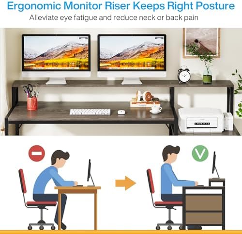 Tribesigns 63 Inch Computer Desk with File Drawer Cabinet, Home Office Desk
