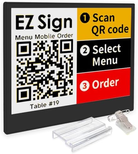 [Santek] EZ Sign NFC E-Paper Display – No Battery, Ultra-Thin 0.13”, Rewritable 4-Color Digital Display, App-Controlled (iOS/Android/PC), IP65 (Black, 4,2 inch)