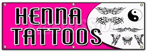 72" Henna Tattoos Banner Sign Natural Long Lasting Temporary Parlor Artist