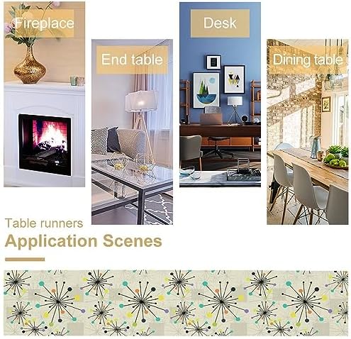 Mid Century Geometric Table Runner,Table Runners for Kitchen Dining Modern Tables Decor Decoration for Kitchen Family Dinner Table Holiday Party Farmhouse 13 x 90 Inch