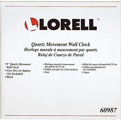 Lorell Wall Clock with Arabic Numerals, 9-Inch, White Dial/Black Frame
