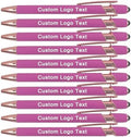 Personalized Pens Ballpoint with Stylus, Pink, 50 Pcs