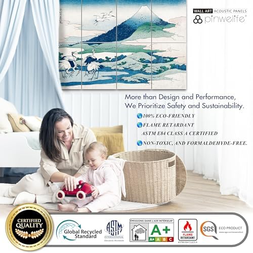 PINWELIFE® Masterpiece Acoustic Art Panels, 8-Pack 12"×16" Sound Absorbing Panels, Decorative Acoustic Wall Art, Noise and Echo Cancelling for Home Studio/Office, Nano Tape Included