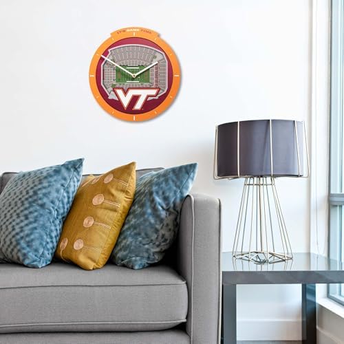 YouTheFan NCAA Virginia Tech Hokies StadiumView 3D Wall Clock