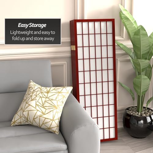 Red Lantern 4 ft. Short Window Pane Shoji Screen - Rosewood - 8 Panels