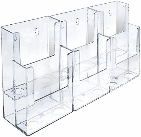 Azar Displays 252808 12.5" W x 3.75" D x 7" H 6-Pocket Tri-Fold Brochure Counter Display (2 Pack)