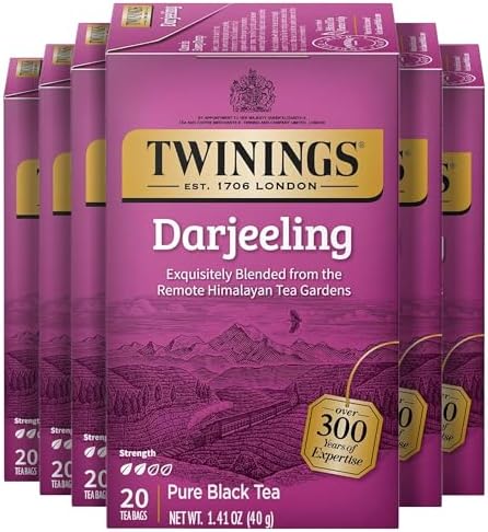 Twinings Darjeeling Himalayan Black Tea Bags, 20 CT Box (6 Pack)