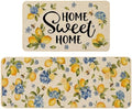 Baccessor Lemon Kitchen Rugs Set of 2, Hydrangea Floral Flowers Kitchen Mats for Spring Summer Floor Hallway Laundry Sink Low-Profile Home Decoration 17x29 and 17x47 Inch