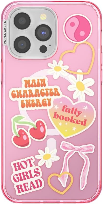 PopSockets iPhone 14 Pro Max Phone Case with MagSafe, Wireless Charging Compatible, Bookish - Spooky Book Club Clear