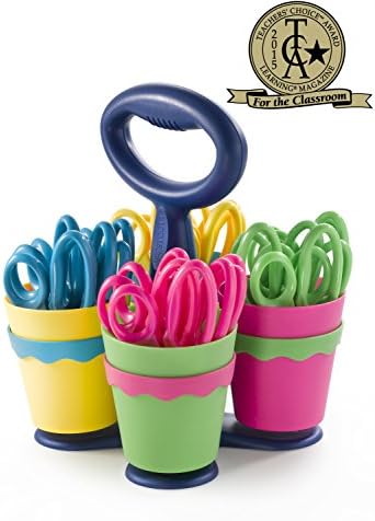 Westcott School Scissor Caddy and 5-Inch Blunt Safety Scissors for Kids, Back to School, Classroom Supplies, Assorted, 24 Pack (14756)