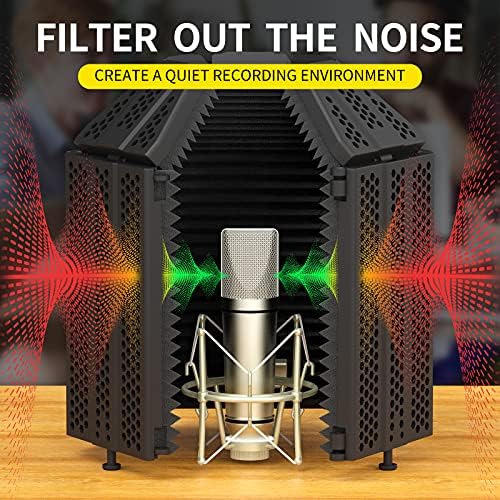 XTUGA MIS02 Recording Microphone Isolation Shield, 5 Panels Soundproof Foam