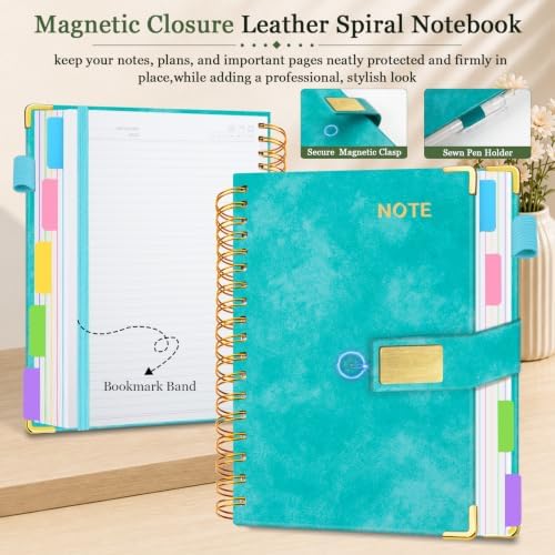 5 Subject Spiral Notebook with Pockets Dividers, 6.2''x8.2'' 300 Pages