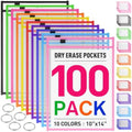 MR.MATE 100Pcs Dry Erase Pockets Sleeve 10x14,Clear Plastic Sheet Protector