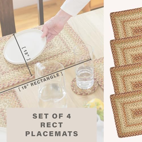 Homespice Harvest Braided Placemats for Country Decor, Rect 13x19 Set of 4