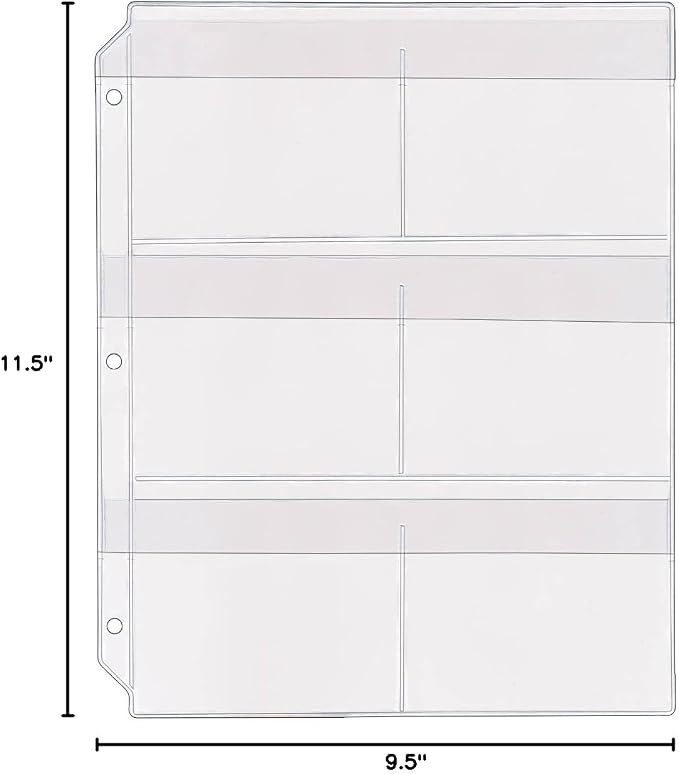 StoreSMART® 6-Pocket Clear Vinyl Binder Page with Flaps - 50-Pack - SPT600-6F-50