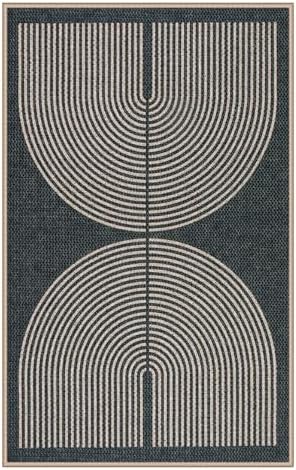 Lahome Rainbow Indoor Door Mat, 20"x32" Small Black Rugs for Entry Kitchen