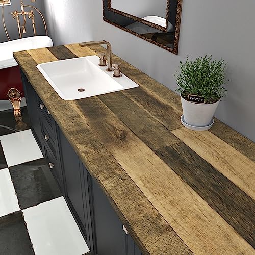 WESTICK Brown Wood Countertop Contact Paper for Tables 17.7" x 200" Peel and Stick Wood Grain Wallpaper Oil-Proof Removable Wooden Countertops Wallpaper Vinyl Roll for Desk Cabinets Kitchen