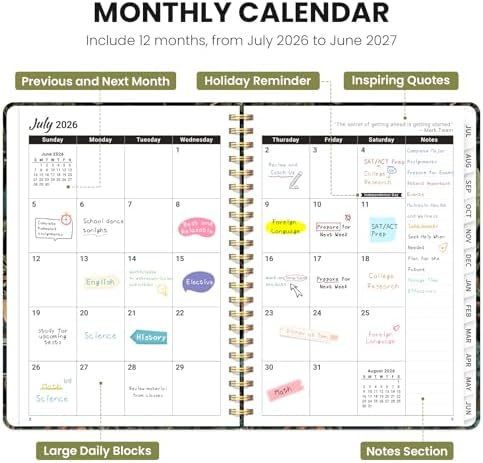 ZOTIA Planner 2026-2027 Jul 2026-Jun 2027 Academic Monthly & Weekly Planner