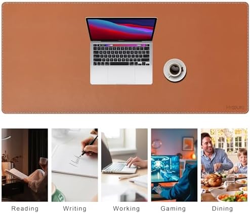 Mydours 48" x 20" XL Large Desk Mat - PU Leather Full Desk Mouse Pad, Brown