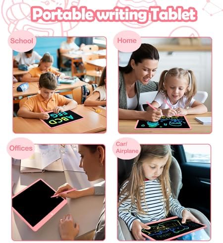 LCD Writing Tablet Doodle Board,16 Inch Colorful Drawing Pad for Kids,Mess Free Coloring for Toddlers Toys Gifts for 3 4 5 6 7 8 Year Old Girls Boys Home School Office Handwriting Tablet -Pink
