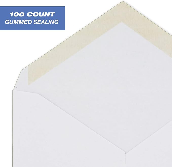 Mead A2 Invitation Envelopes, 4-3/8" x 5-3/4", Gummed Closure, White Woven Premium 24-lb Paper Mailing Envelopes, 100 Count (CO198)