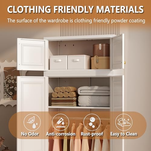 Polup 15" High White Metal Wall Cabinet, Overhead Closet Storage Unit