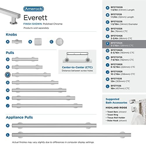 Amerock 5-1/16" Everett Polished Chrome Drawer Pull