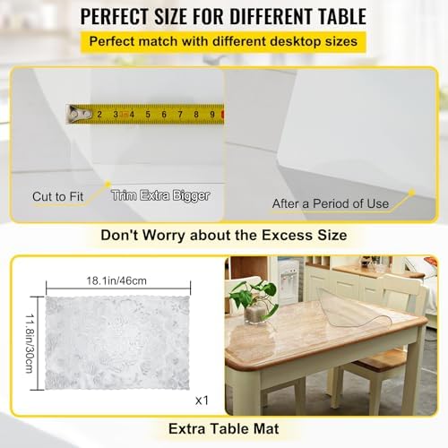 VEVOR Clear Desk Cover Protector, 36 X 60 inch, 2 mm Rectangle Waterproof Thick Plastic Clear Pad Mat, Scratch Proof and Easy Cleaning for Office, Dresser, Night Stand