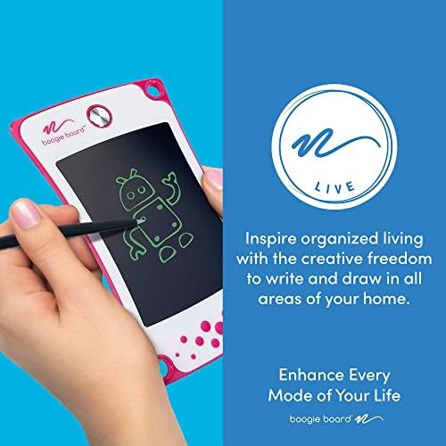 Boogie Board Jot Pocket Writing Tablet - Includes Small 4.5 inch LCD Writing Tablet, Instant Erase, Stylus Pen and Built-in Kickstand, Gray