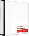 Staples Better Binder, 2 Inch 3-Ring, White, Heavy-Duty | Reinforced binder built for school and office document organization.