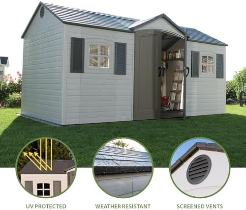 Lifetime 6446 Outdoor Storage Shed, 8 x 15 Foot, Desert Sand