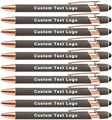 Personalized Pens Ballpoint with Stylus, Grey, 50 Pcs