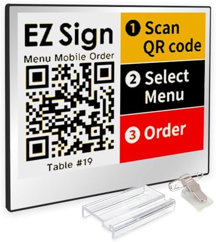 [Santek] EZ Sign NFC E-Paper Display – No Battery, Ultra-Thin 0.13”, Rewritable 4-Color Digital Display, App-Controlled (iOS/Android/PC), IP65 (Silver, 4.2 inch)