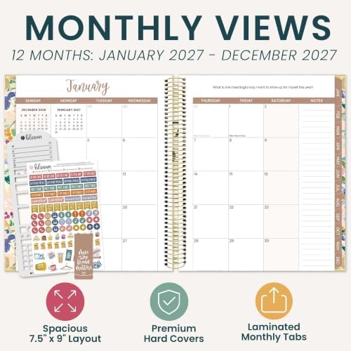 bloom daily planners 2027 Hardcover Goal & Vision Planner (January - December 2027) - Monthly & Weekly Calendar Year Agenda Organizer - 7.5" x 9" - Morning Song