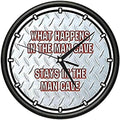 SignMission What Happens in The Man CAVE Wall Clock Garage dad Diamond Plate Gift